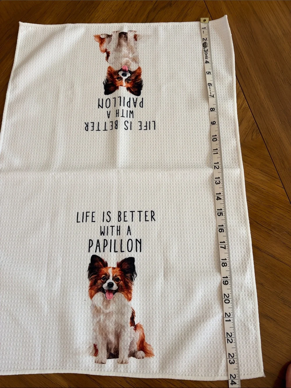 White Papillon Dog Kitchen Towels - Set of 2